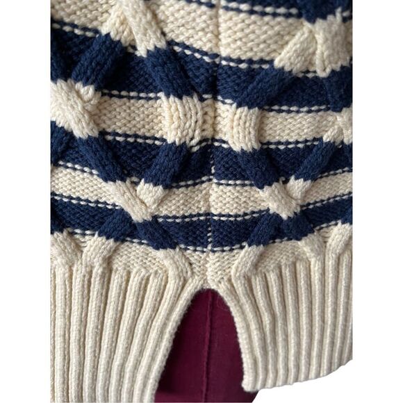 NWT Madewell Cable Knit Oversized Sweater in Stripe size Small Cream Navy Crewne - Picture 13 of 13